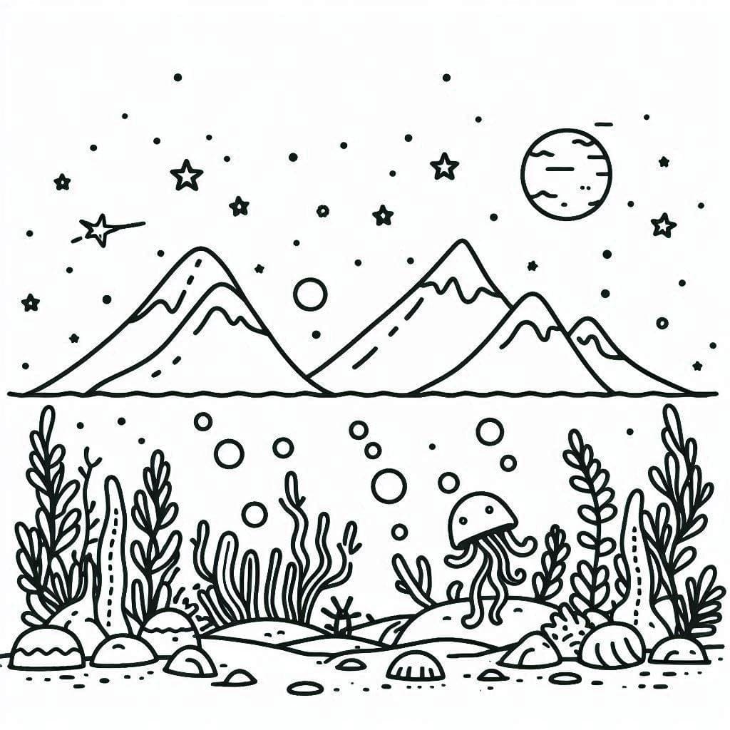 Ocean Scene to Print coloring page