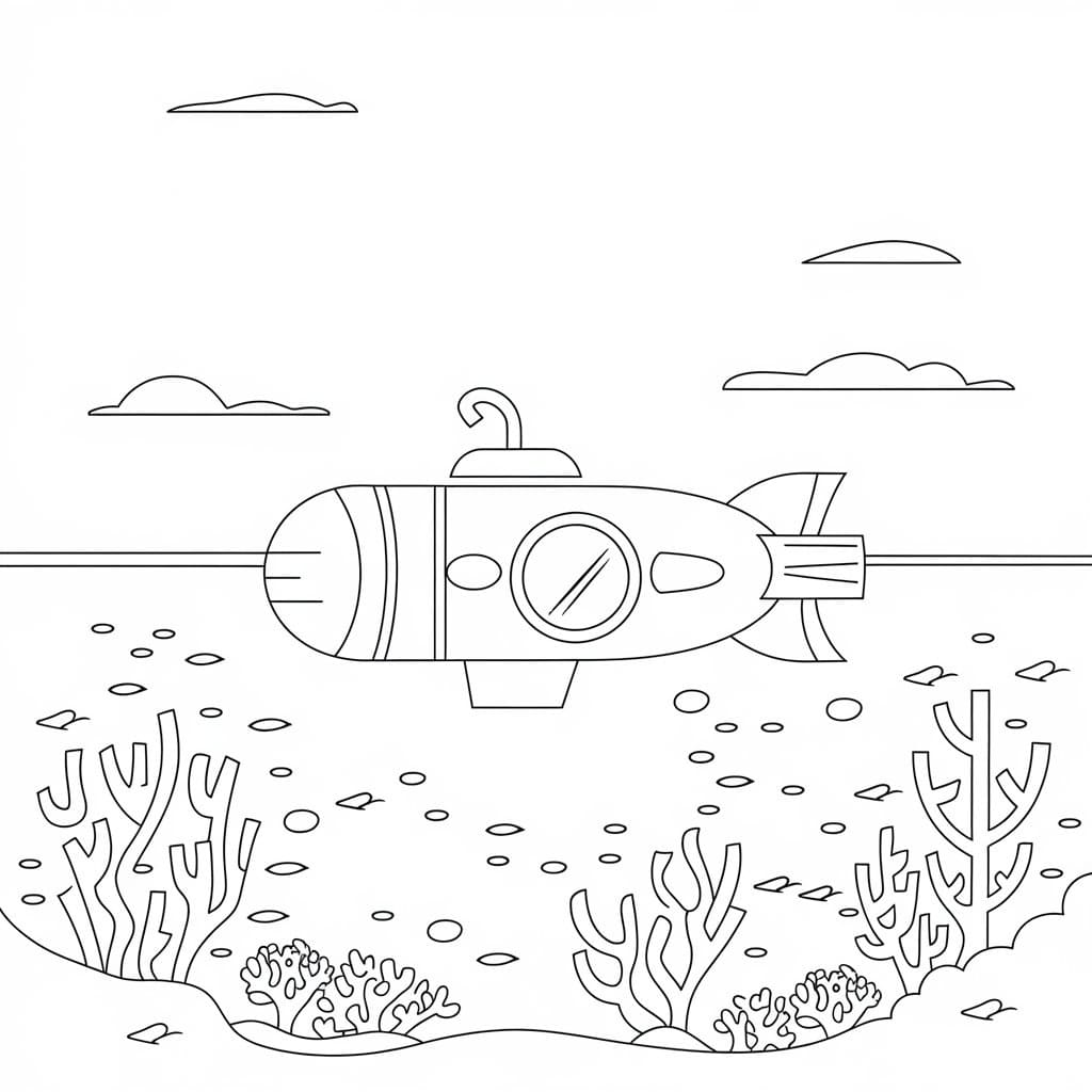 Ocean Scene with Submarine