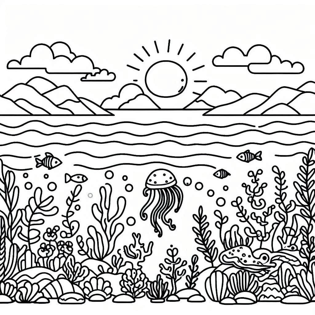 Print Ocean Scene For Kids coloring page