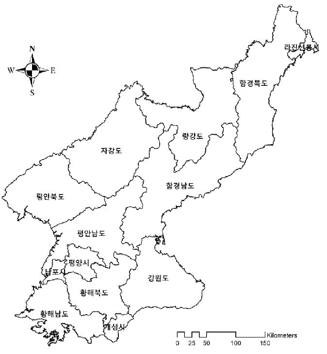 Printable North Korea Map coloring page