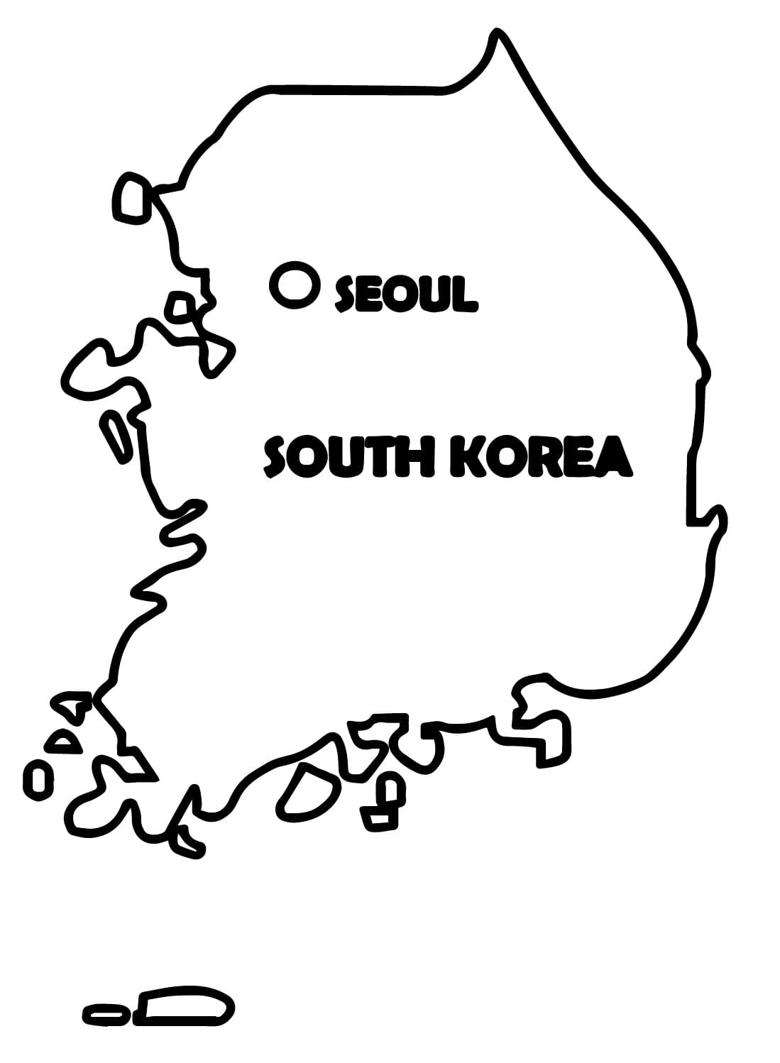 Printable South Korea Map coloring page