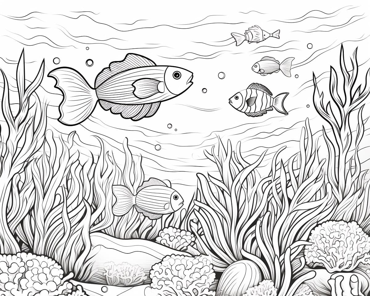 Realistic Ocean Scene coloring page