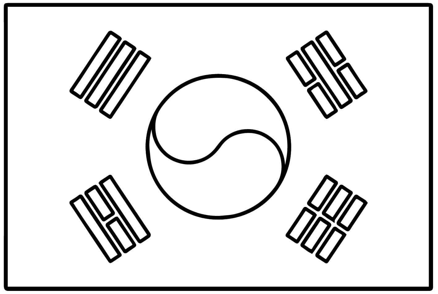 South Korea Flag Printable coloring page