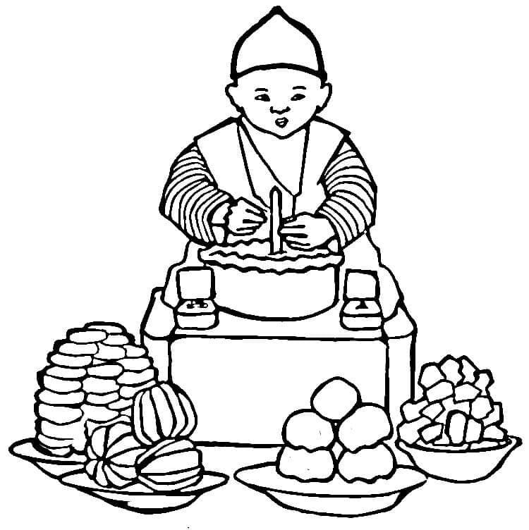 South Korea Holiday Foods coloring page