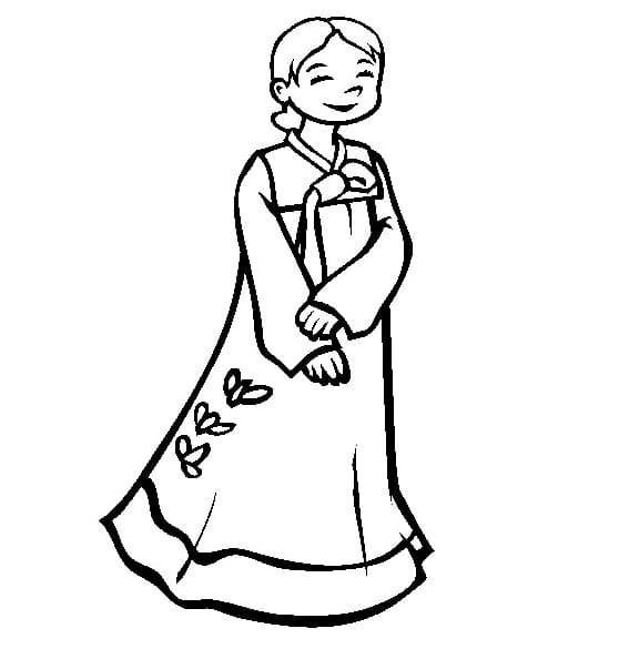 South Korean Traditional Hanbok coloring page