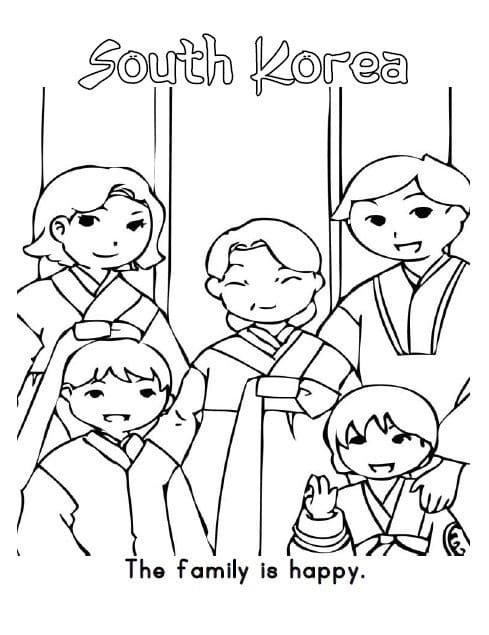 The South Korea Family coloring page