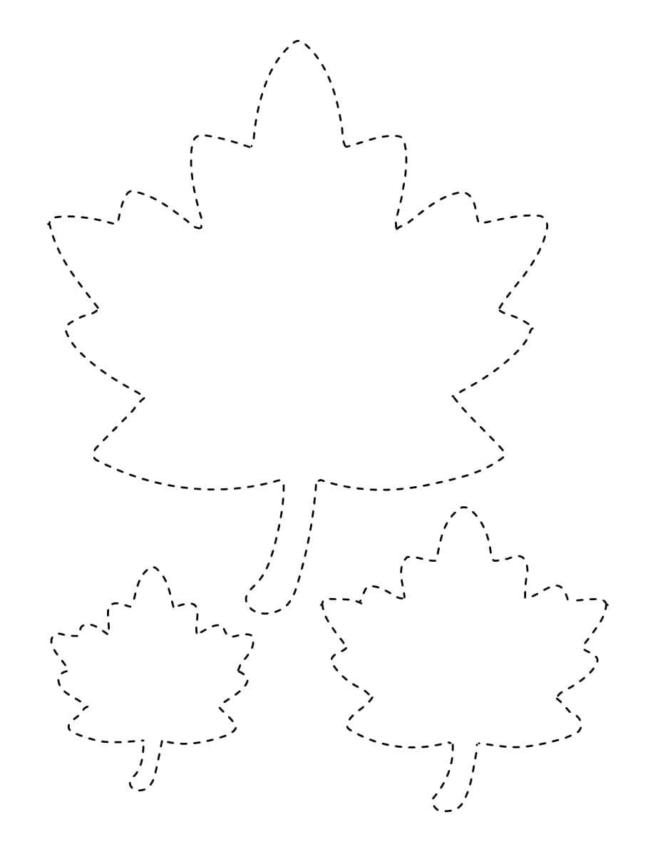 Trace and Color Autumn Leaves coloring page