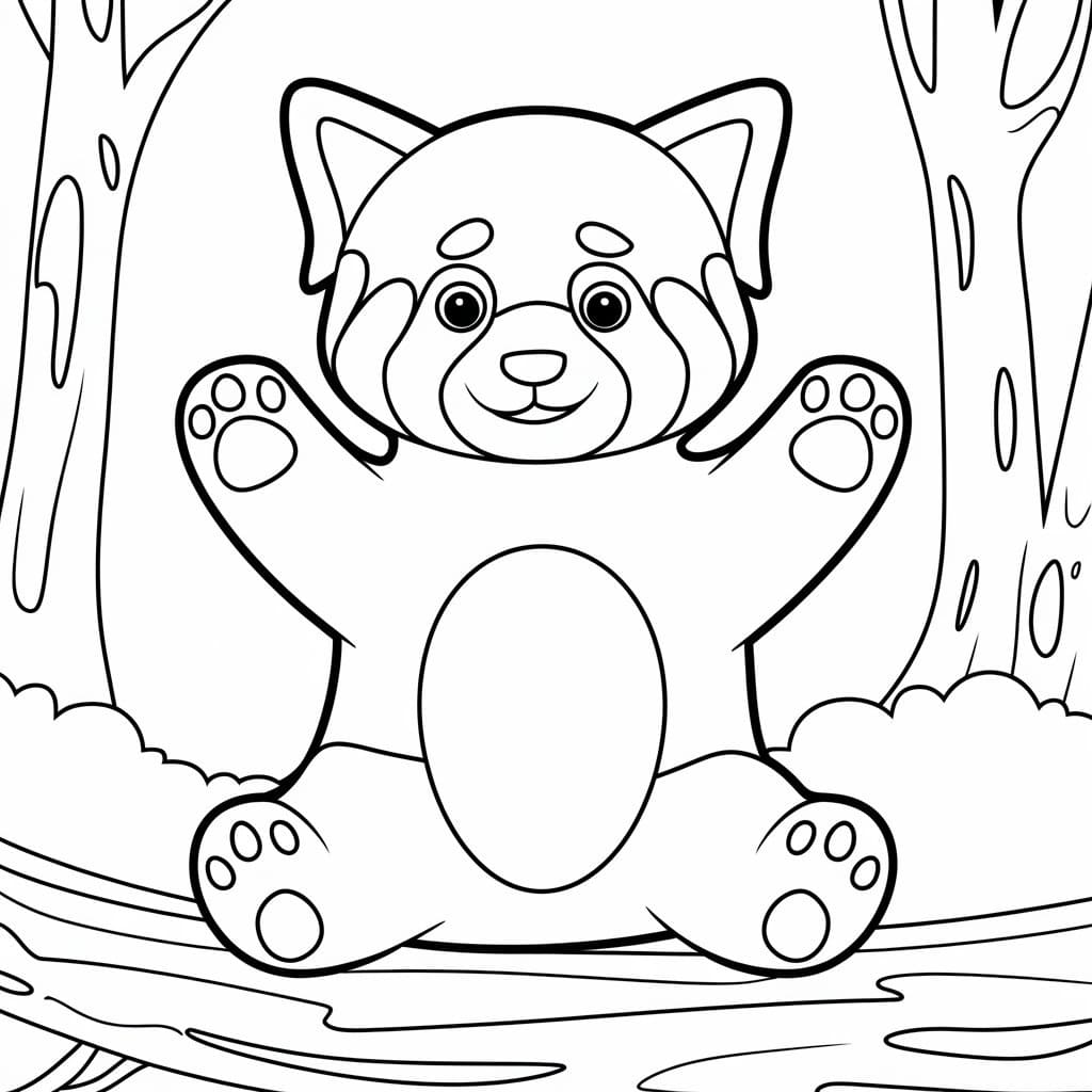 A Cute Red Panda coloring page