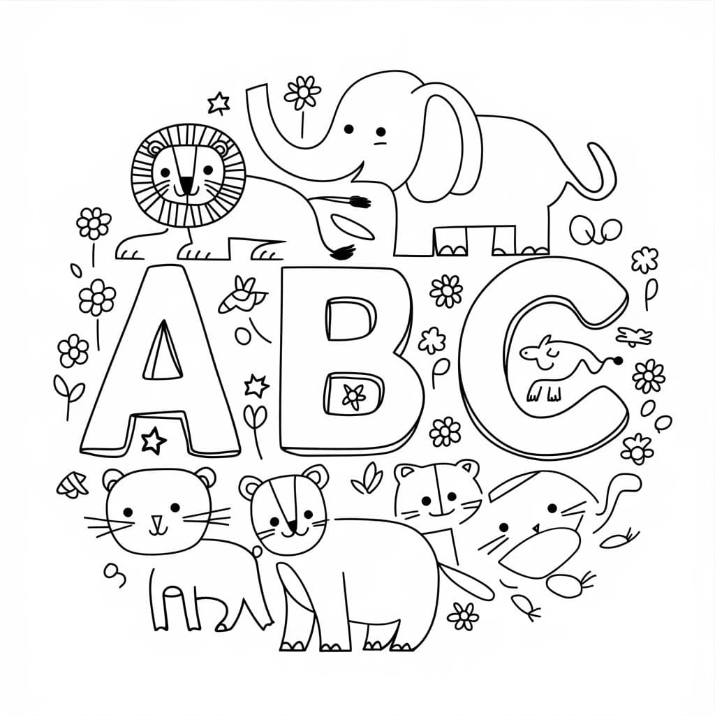 ABC Animals coloring page