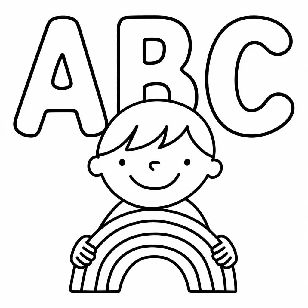 ABC with Boy coloring page