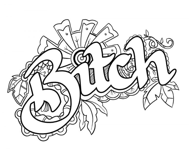 Bitch Swear Word coloring page