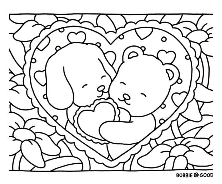 Bobbie Goods Dog and Bear coloring page