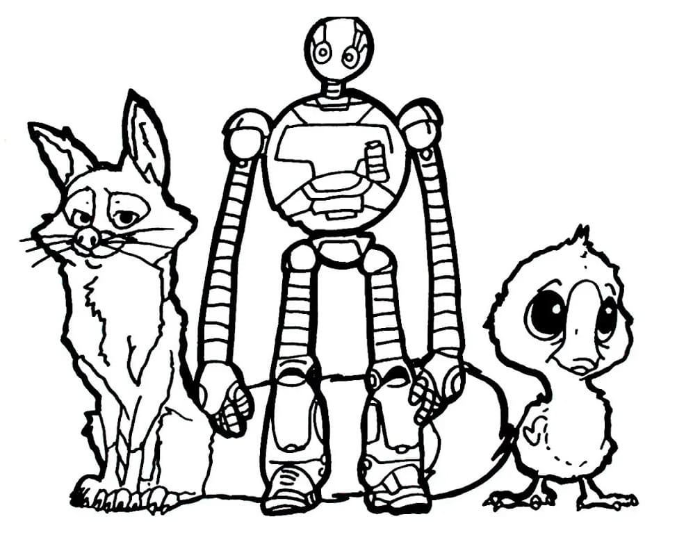 Characters from The Wild Robot coloring page