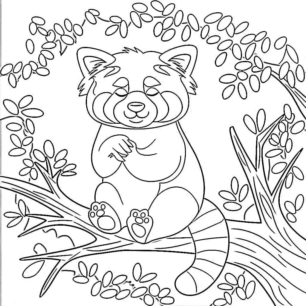 Cheerful Red Panda coloring page