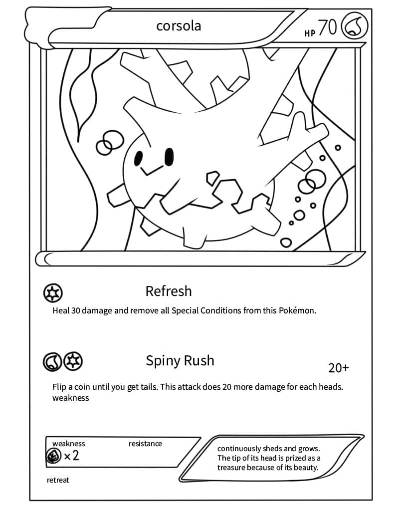 Corsola Pokemon Card coloring page