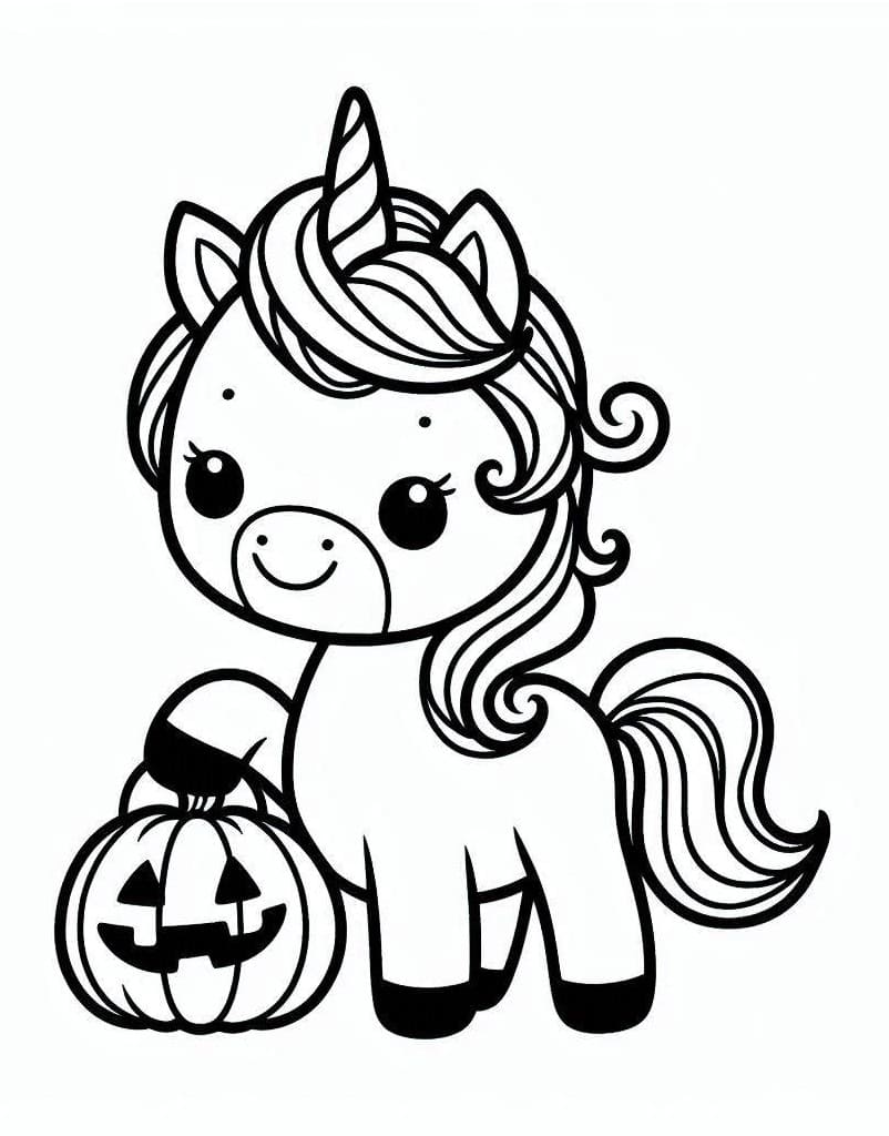 Cute Halloween Unicorn coloring page