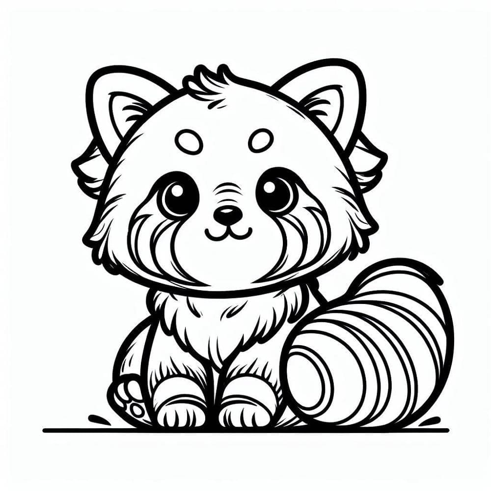 Cute Little Red Panda coloring page