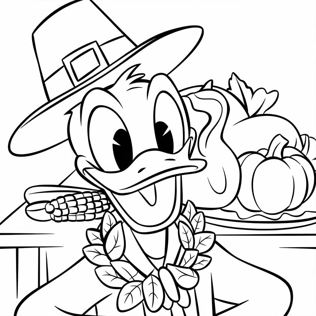 Disney Donlad Duck Thanksgiving coloring page