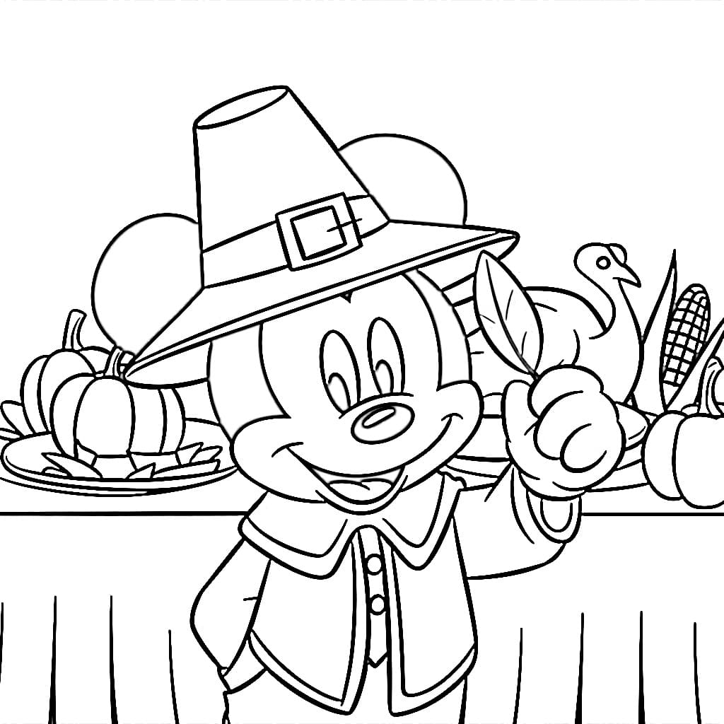 Disney Mickey Thanksgiving coloring page