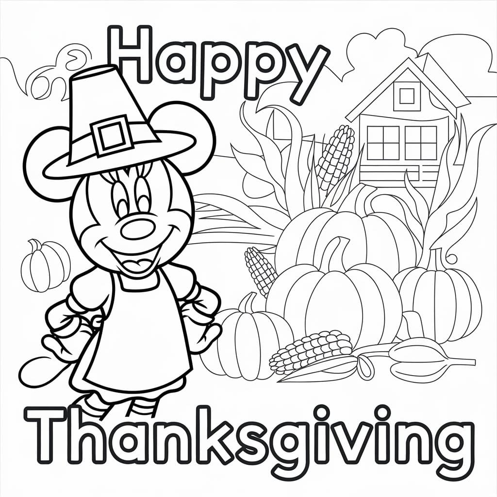 Disney Minnie Mouse Thanksgiving coloring page