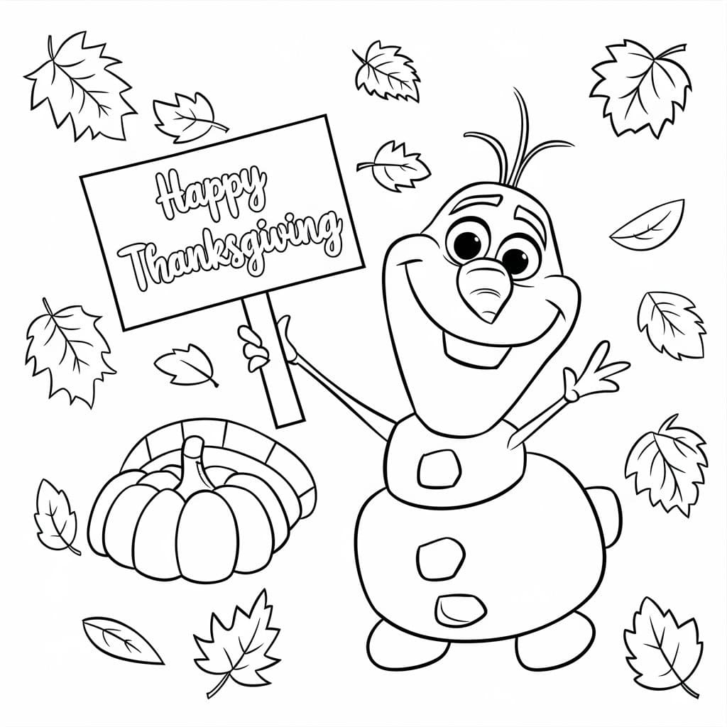 Disney Olaf on Thanksgiving coloring page