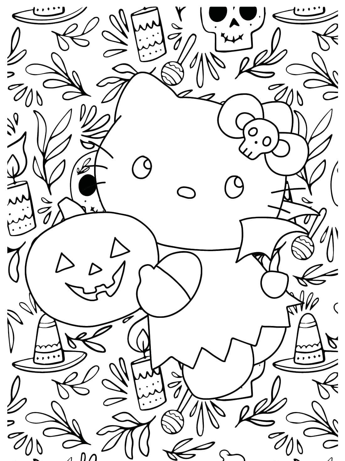 Drawing of Halloween Hello Kitty