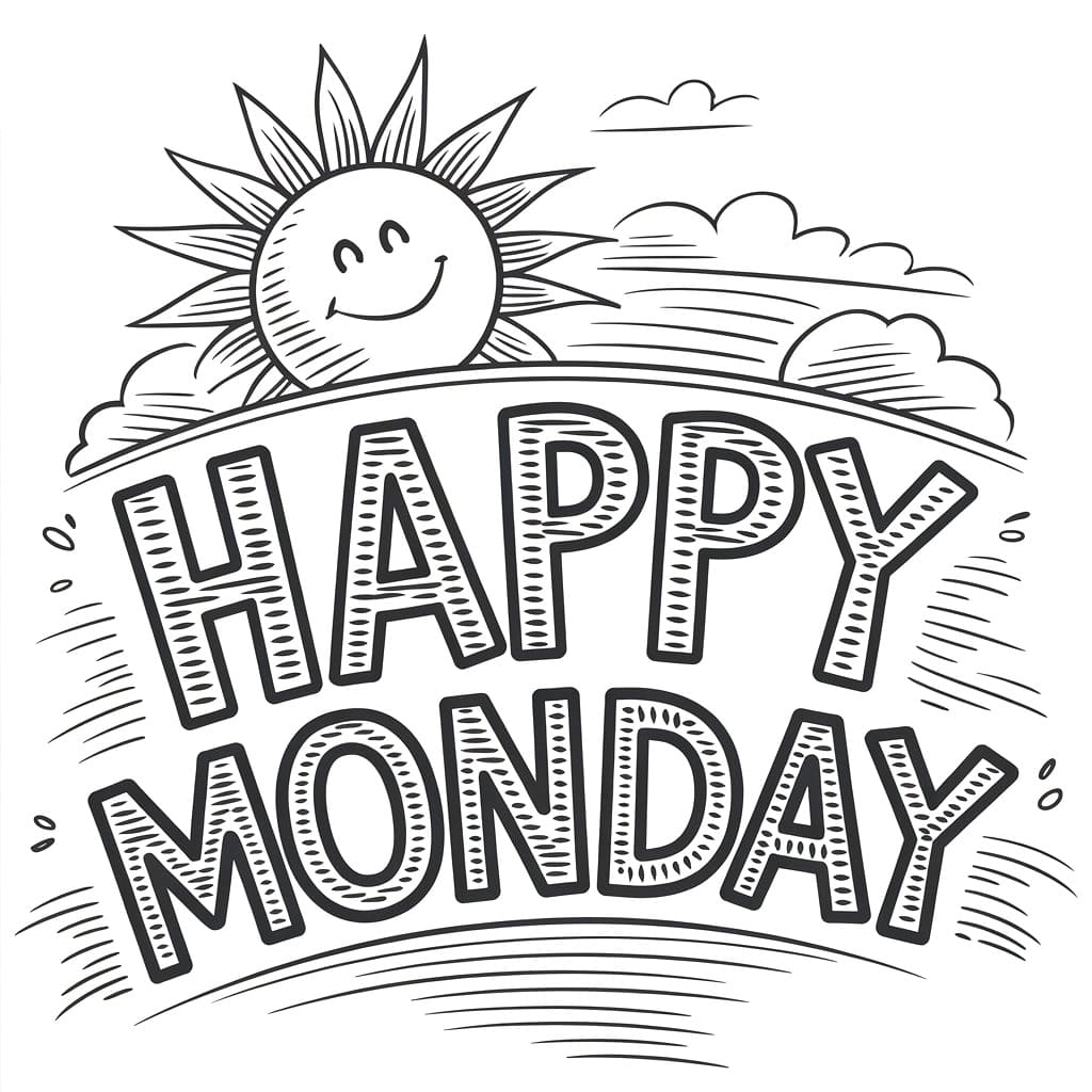 Drawing of Happy Monday coloring page