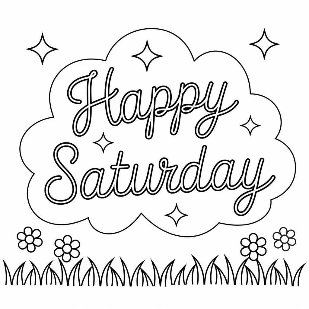 Drawing of Happy Saturday coloring page