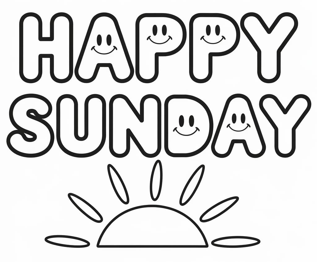 Drawing of Happy Sunday coloring page