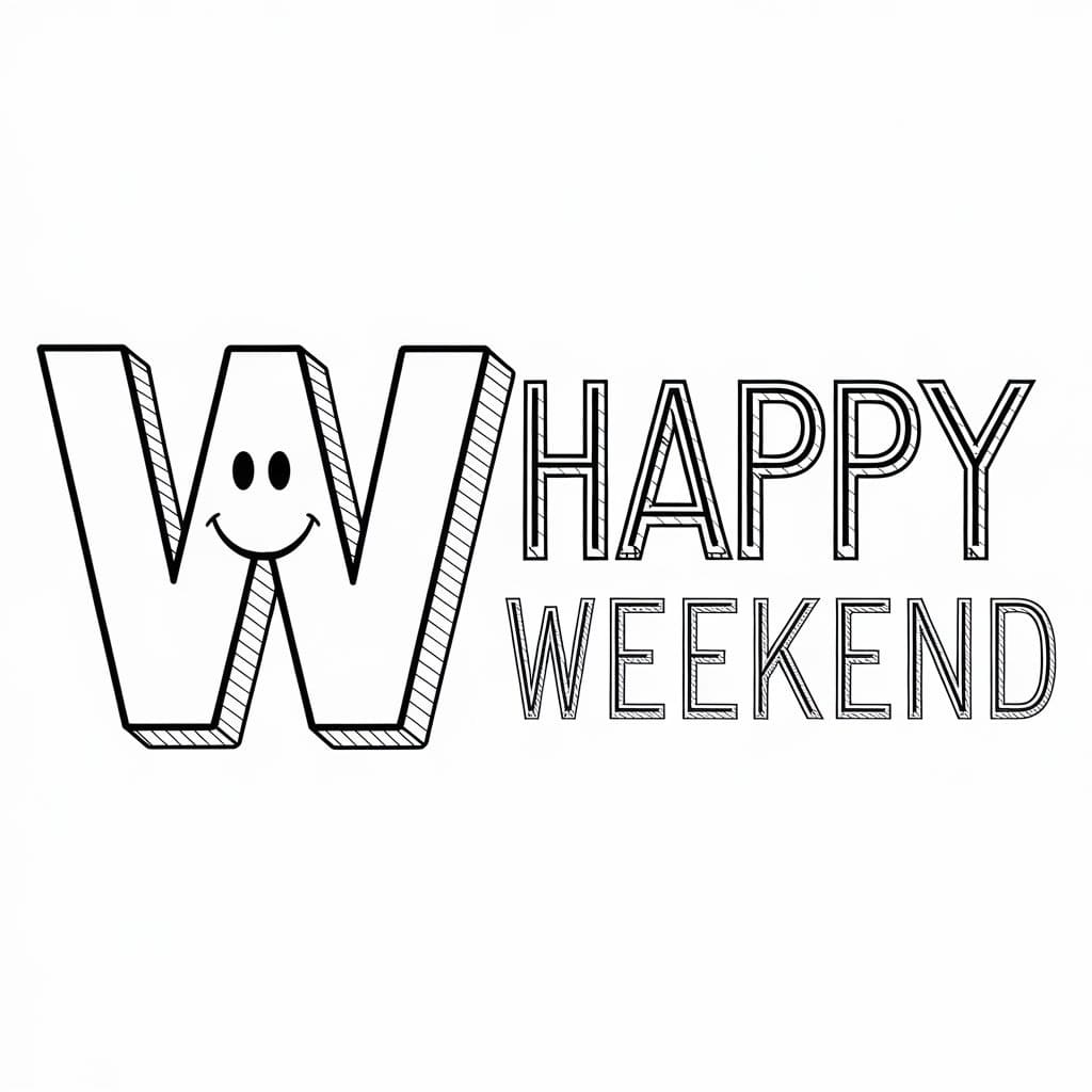 Drawing of Happy Weekend coloring page