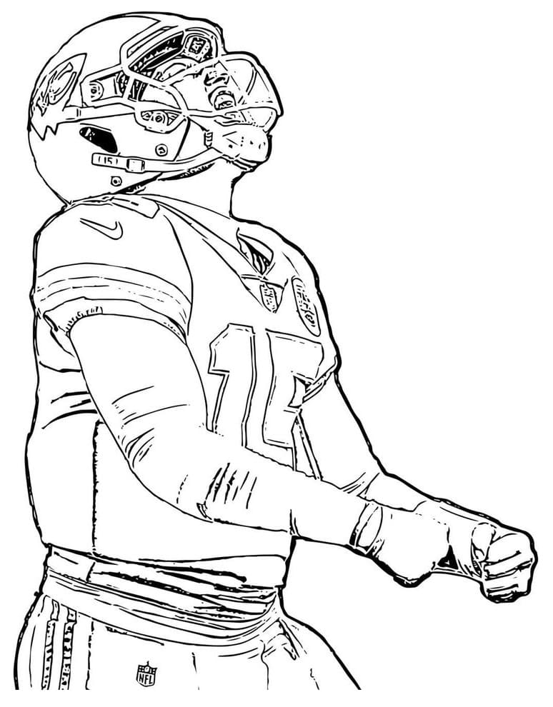 Drawing of Patrick Mahomes coloring page