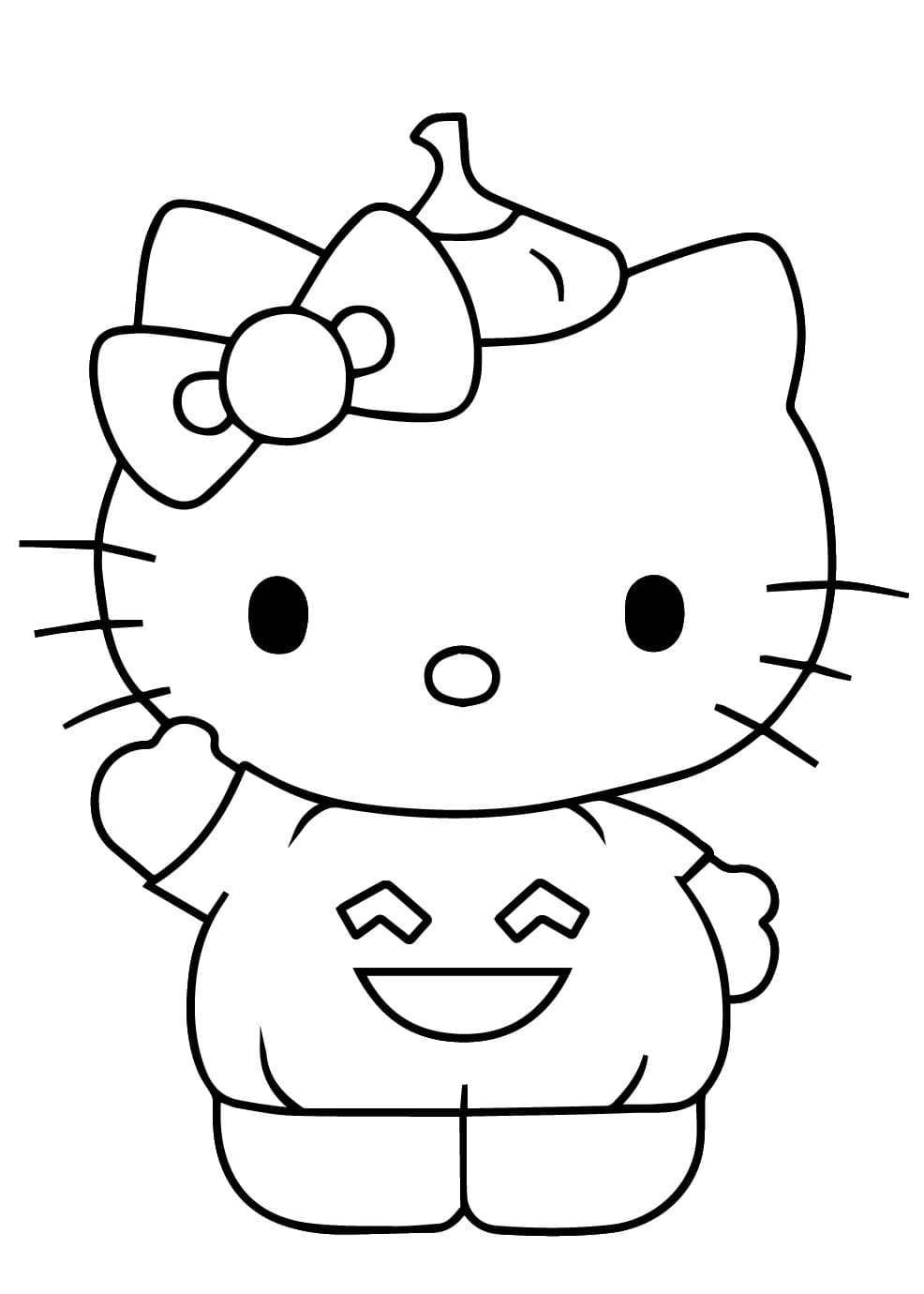 Easy Halloween Hello Kitty coloring page