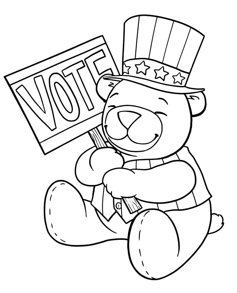 Election Day Bear coloring page