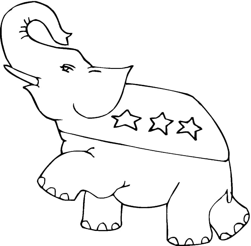 Election Day Republican Elephant coloring page