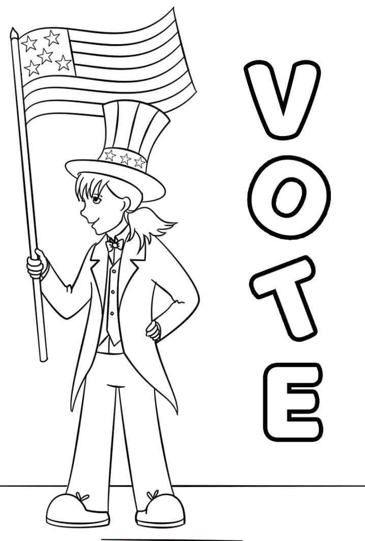 Election Day Vote coloring page