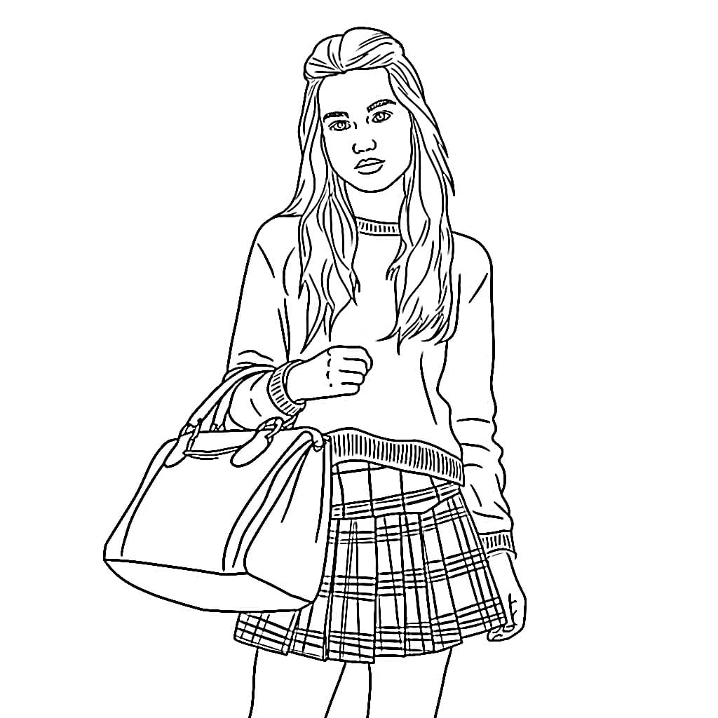 Fashion Girl Y2K coloring page