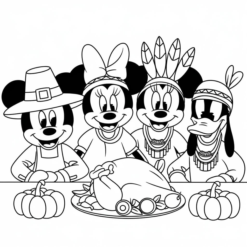 Free Disney Thanksgiving coloring page