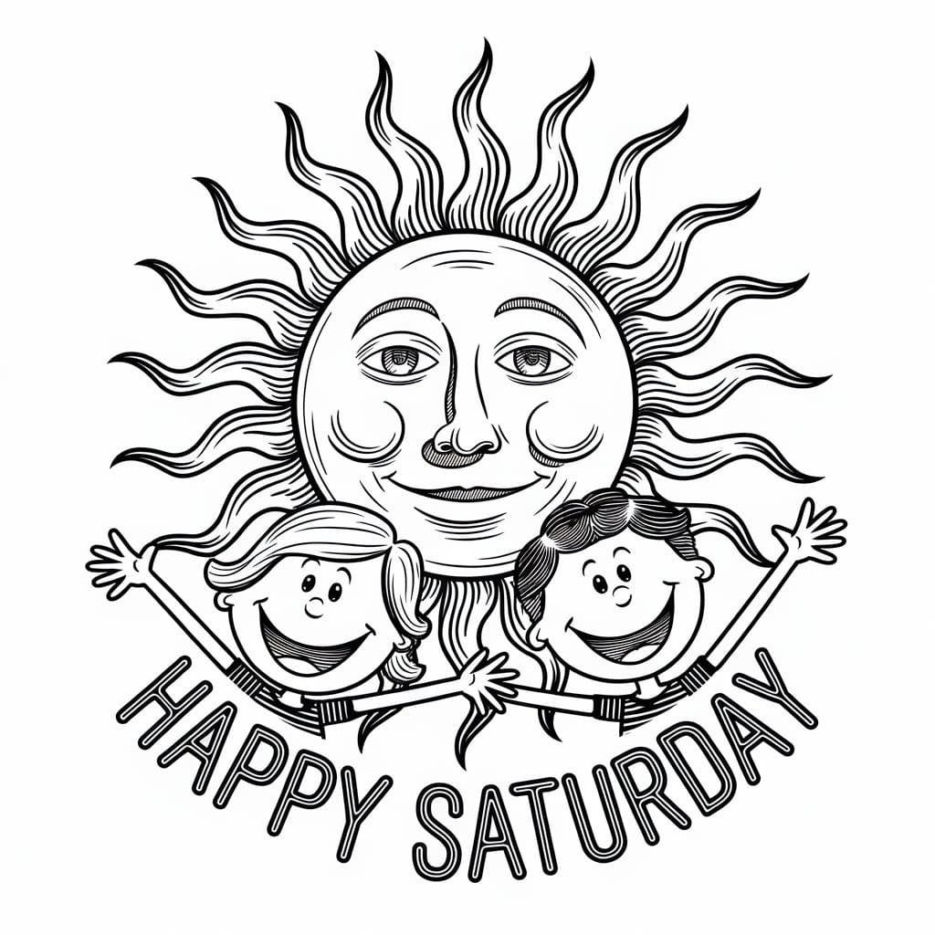 Free Drawing of Happy Saturday