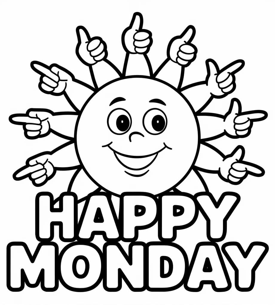 Free Happy Monday coloring page