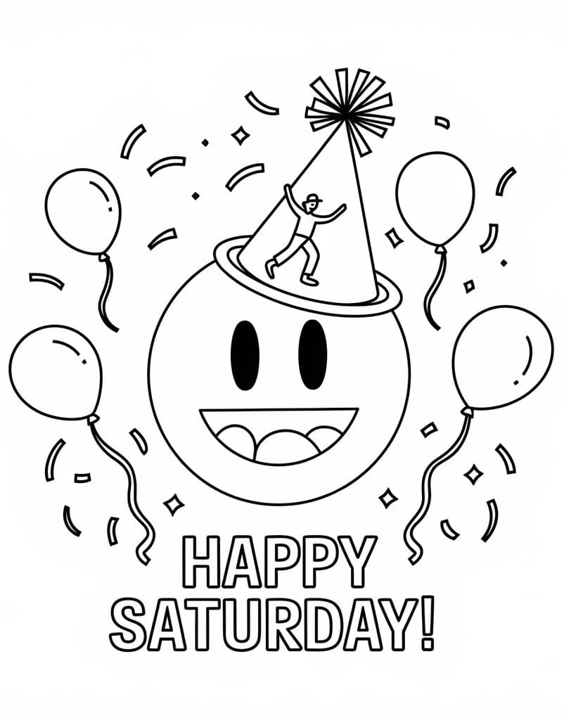 Free Happy Saturday coloring page