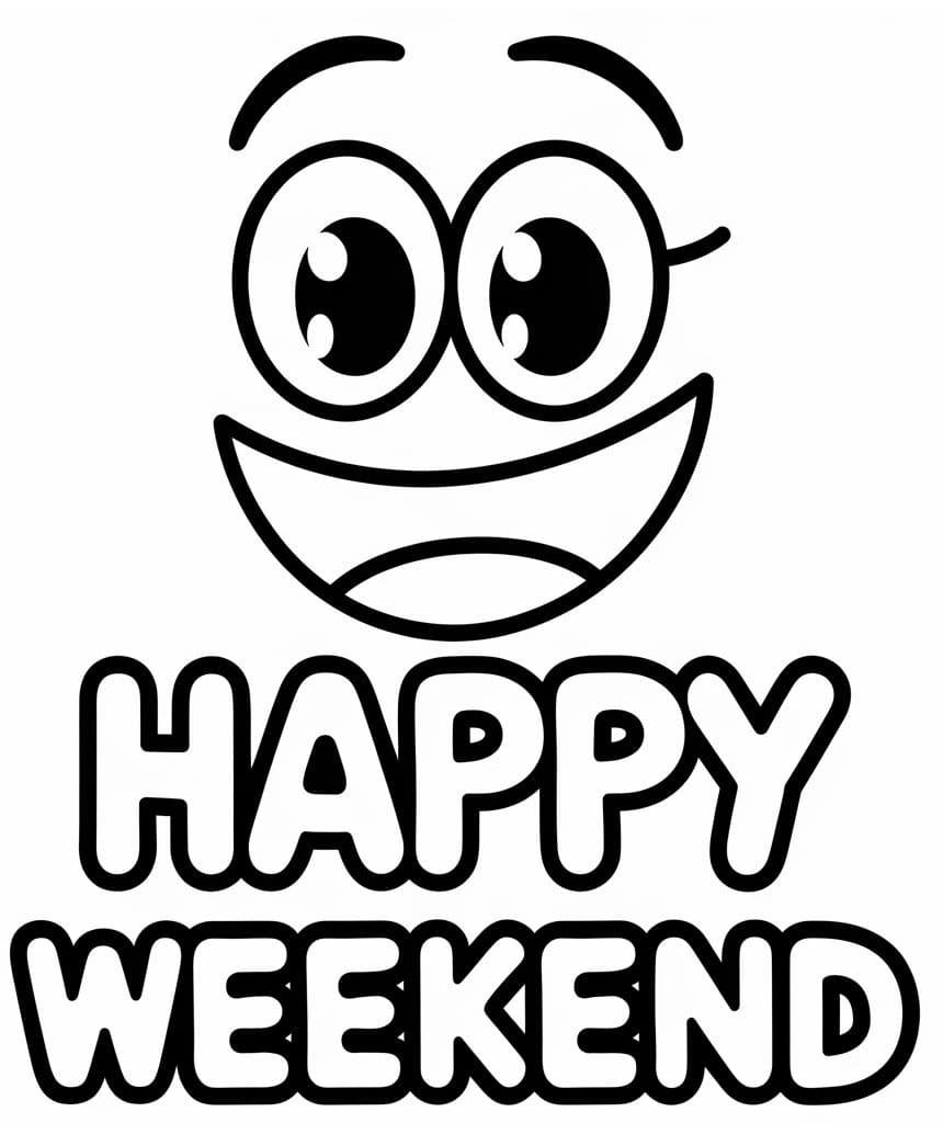 Free Happy Weekend coloring page