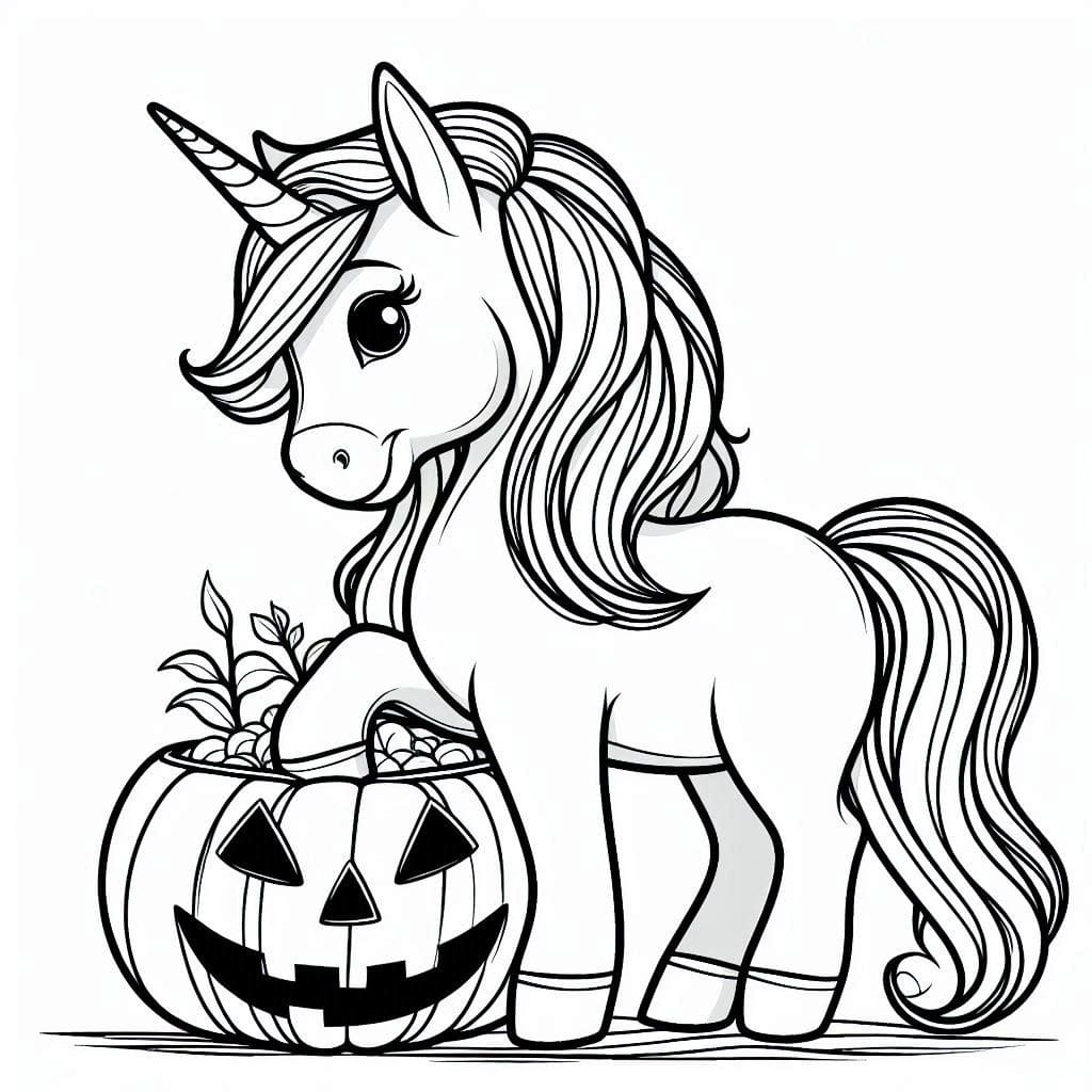 Free Printable Halloween Unicorn coloring page