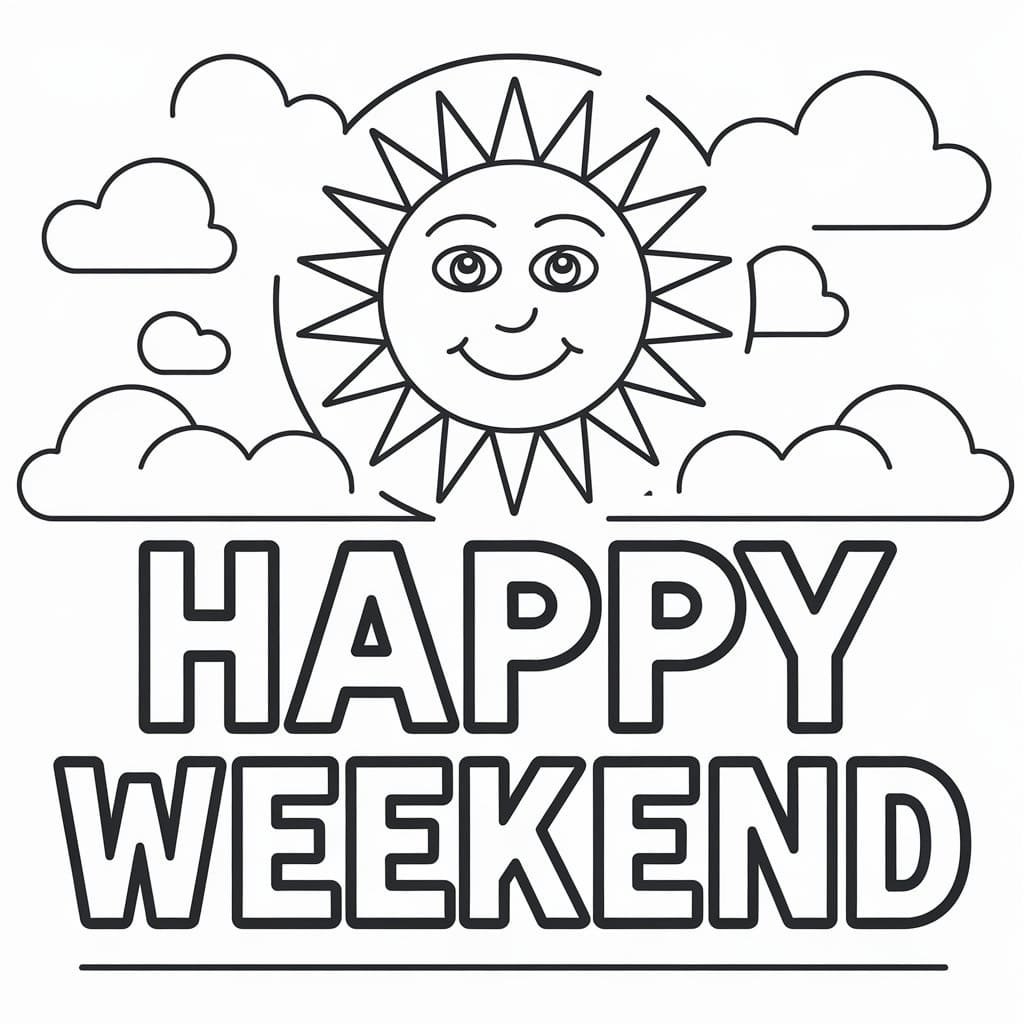 Free Printable Happy Weekend coloring page