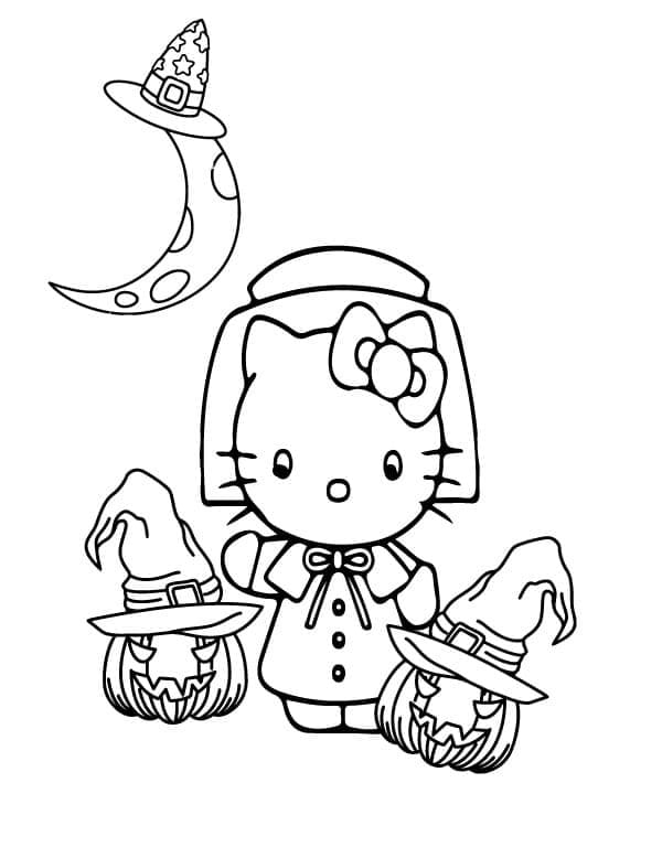 Halloween Hello Kitty Cute coloring page