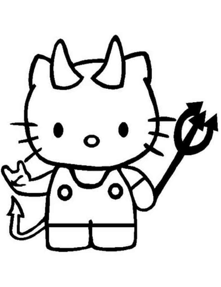 Halloween Hello Kitty Demon coloring page