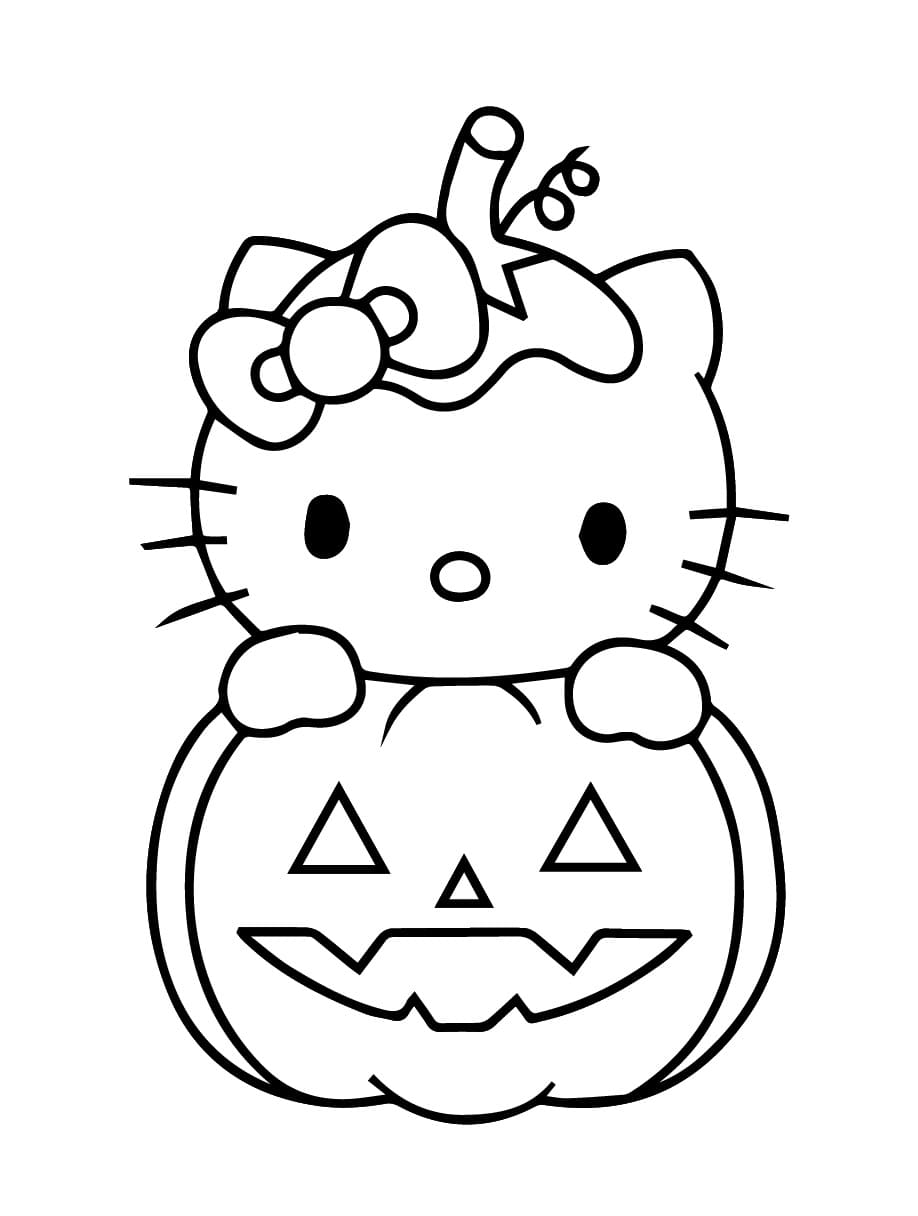 Halloween Hello Kitty For Free coloring page