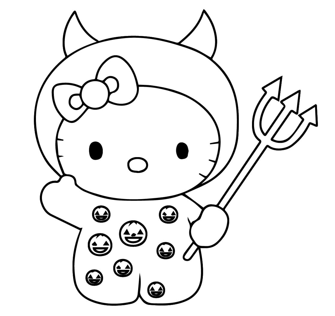 Halloween Hello Kitty with Costume coloring page