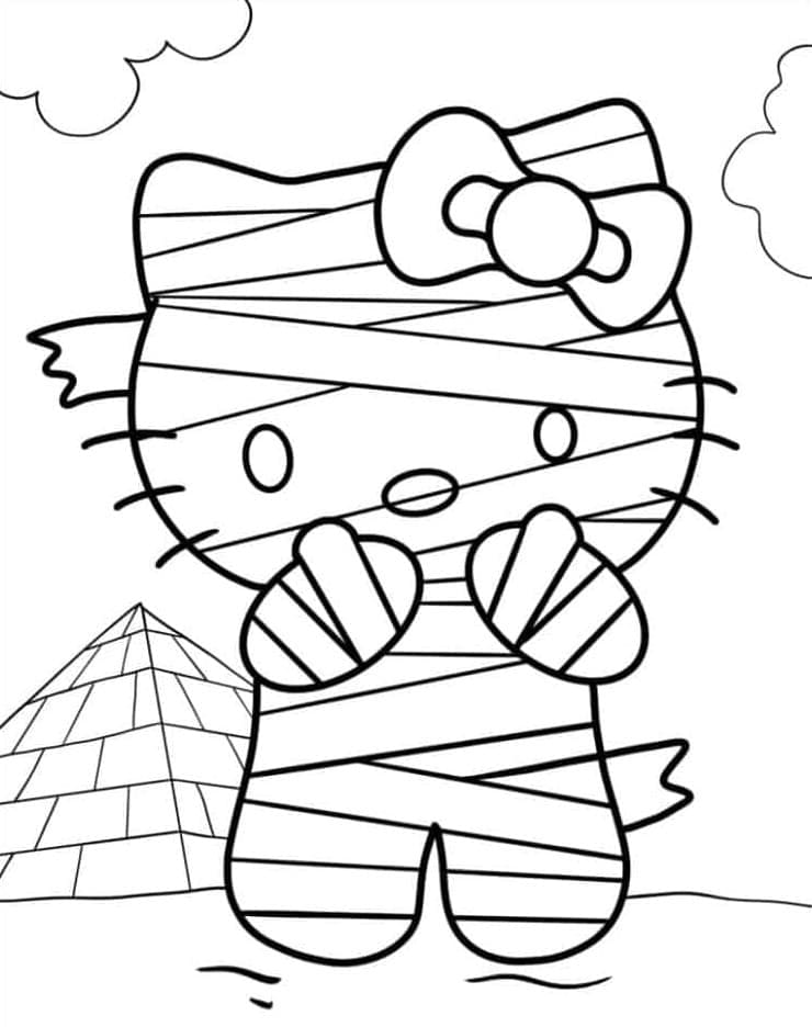 Halloween Mummy Hello Kitty coloring page