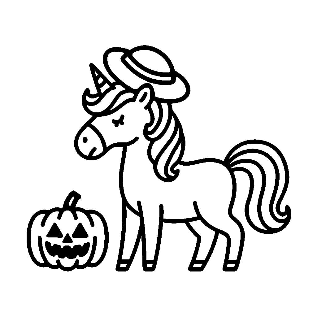 Halloween Unicorn and Pumpkin