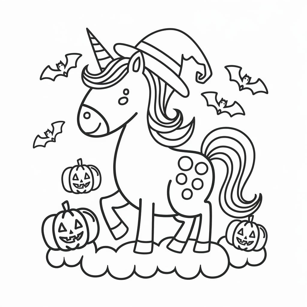 Halloween Unicorn and Pumpkins